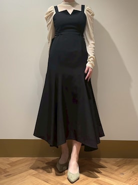 「31 Sons de mode（トランテアン　ソン　ドゥ　モード）のシアーラメトップス（Tシャツ/カットソー、ブラック系）」を使った、モユク札幌店さん（レディース・159cm）の春コーディネート