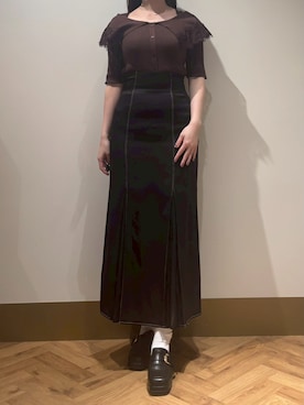 「31 Sons de mode（トランテアン　ソン　ドゥ　モード）の2026SS新色 異素材プリーツマーメイドスカート（スカート、グリーン系）」を使った、モユク札幌店さん（レディース・159cm）の春コーディネート