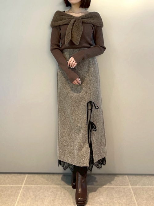 2025秋冬新作 シャギーリボンモチーフニット