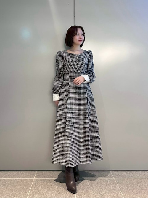 セール】2025秋冬新作 カットジャガードフレアワンピース（ワンピース