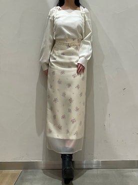 「31 Sons de mode（トランテアン　ソン　ドゥ　モード）の2026春夏新作 シアーレイヤードスカート（スカート、イエロー系）」を使った、モユク札幌店さん（レディース・159cm）の春コーディネート