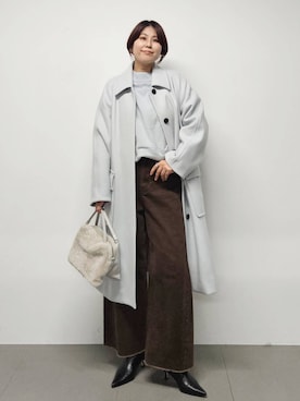 「アイテム（ステンカラーコート）」を使った、ISHIIさん（レディース・166cm・30代）の秋コーディネート