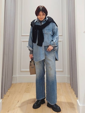 「BABYLONE（バビロン）のハイネックポンチョニット（ニット/セーター）」を使った、ISHIIさん（レディース・166cm）の秋コーディネート