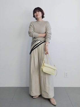 「CORSO ROMA，9（コルソローマ）の【CORSO ROMA 9】チュールパンプス（パンプス、ベージュ系）」を使った、ISHIIさん（レディース・166cm）の冬コーディネート