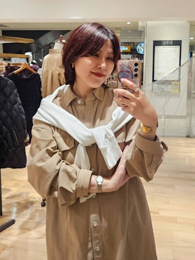 「アイテム（シャツワンピース）」を使った、ISHIIさん（レディース・166cm）の秋コーディネート