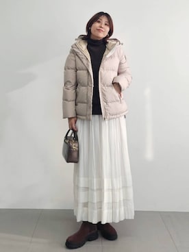 「アイテム（ダウンジャケット/コート）」を使った、ISHIIさん（レディース・166cm）の秋コーディネート