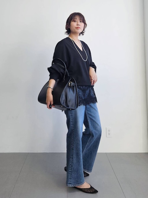 セール】【多機能素材】ジョーゼットVネックプルオーバー（Tシャツ