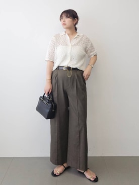 「BABYLONE（バビロン）のインナーカップ付きキャミ（キャミソール、ホワイト系）」を使った、ISHIIさん（レディース・166cm）の春コーディネート