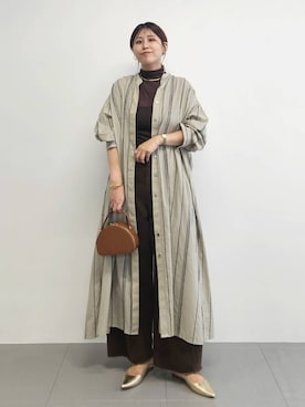 「アイテム（シャツワンピース）」を使った、ISHIIさん（レディース・166cm）の秋コーディネート