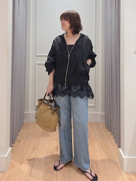 「upperhights（アッパーハイツ）のアイテム（パンツ）」を使った、ISHIIさん（レディース・166cm）の春コーディネート