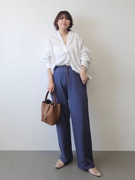 「BABYLONE（バビロン）のインナーカップ付きキャミ（キャミソール、ホワイト系）」を使った、ISHIIさん（レディース・166cm）の春コーディネート