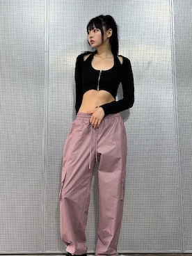 「韓国コーデ」｜「アイテム（カーゴパンツ）」を使った、LUVISTRUEさん（レディース・168cm）の夏コーディネート