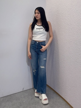 「GYDA（ジェイダ）のアイテム（タンクトップ）」を使った、yumenoさん（レディース・165cm）の春コーディネート