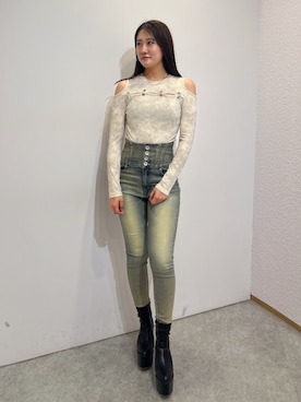 「アイテム（ブーツ）」を使った、yumenoさん（レディース・165cm）の夏コーディネート