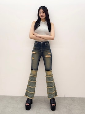 「GYDA（ジェイダ）のアイテム（パンツ）」を使った、yumenoさん（レディース・165cm）の夏コーディネート