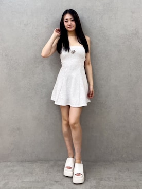 「アイテム（チューブトップ）」を使った、yumenoさん（レディース・165cm）の夏コーディネート