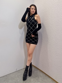 ラメアーガイルアメスリニットワンピース｜ジェイダ（GYDA