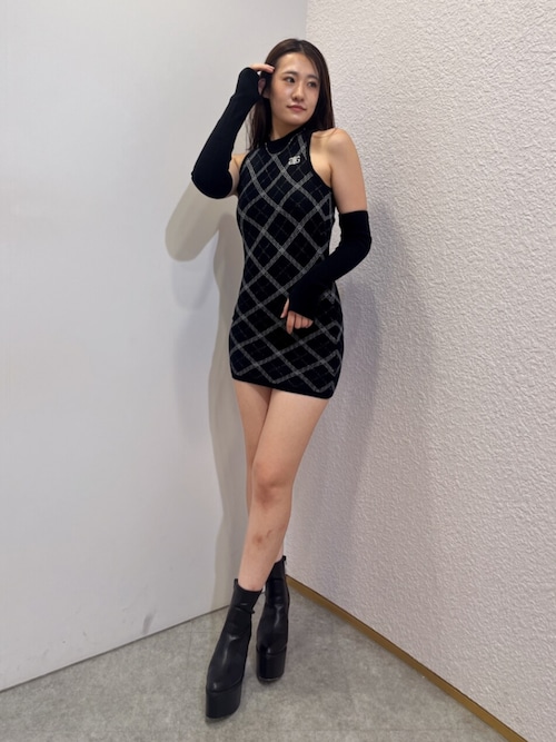 GGver アメスリニットワンピース GYDA ジェイダ GYDA GG PATTERNアメスリニットワンピース（ブラック