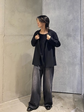 「tk.TAKEO KIKUCHI（ティーケータケオキクチ）のアイテム（ノーカラージャケット）」を使った、hrk1028aiさん（メンズ・171cm）の秋コーディネート