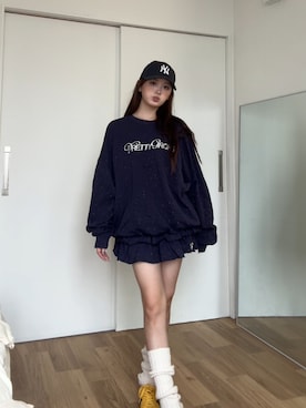 「アイテム（キャップ）」を使った、胡熊もえさん（レディース・153cm）の夏コーディネート