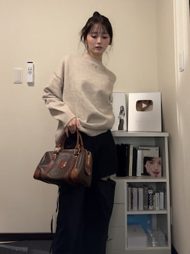 「CELINE（セリーヌ）のアイテム」を使った、胡熊もえさん（レディース・153cm）の春コーディネート