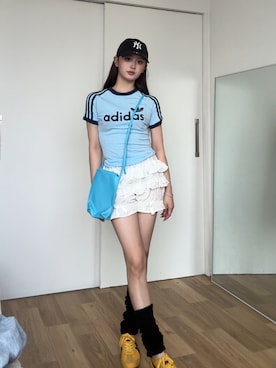 「JEANASIS（ジーナシス）のアイテム」を使った、胡熊もえさん（レディース・153cm）の夏コーディネート