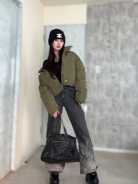 「CELINE（セリーヌ）のアイテム」を使った、胡熊もえさん（レディース・153cm）の冬コーディネート