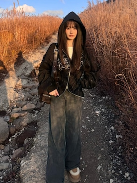 胡熊もえさん（骨格ストレート・レディース・153cm）の冬コーディネート