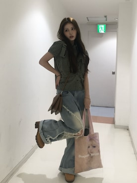 「Timberland（ティンバーランド）のアイテム」を使った、胡熊もえさん（レディース・153cm）の夏コーディネート