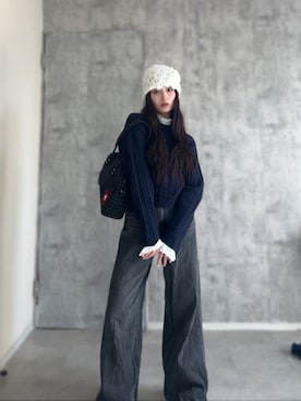 「GRL（グレイル）のアイテム（パンツ）」を使った、胡熊もえさん（レディース・153cm）の春コーディネート