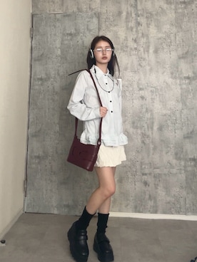 「GRL（グレイル）のアイテム（シューズ）」を使った、胡熊もえさん（レディース・153cm）の春コーディネート