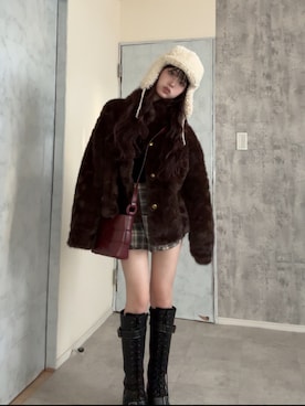 「MURUA（ムルーア）のアイテム」を使った、胡熊もえさん（レディース・153cm）の冬コーディネート