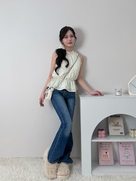 「GRL（グレイル）のアイテム（パンツ）」を使った、胡熊もえさん（レディース・153cm）の春コーディネート