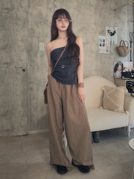 「CLANE（クラネ）のアイテム」を使った、胡熊もえさん（レディース・153cm）の春コーディネート