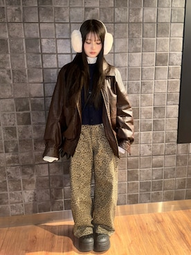 「アイテム（ブルゾン）」を使った、胡熊もえさん（レディース・153cm）の秋コーディネート