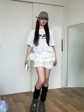 「アイテム（ハンドバッグ）」を使った、胡熊もえさん（レディース・153cm）の夏コーディネート