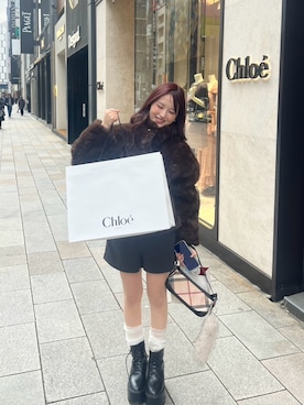 「Chloe（クロエ）のアイテム」を使った、胡熊もえさん（レディース・153cm）の冬コーディネート