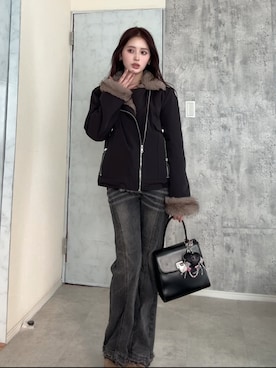 「GIVENCHY（ジバンシイ）のアイテム」を使った、胡熊もえさん（レディース・153cm）の冬コーディネート