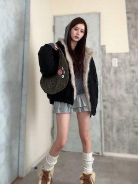 胡熊もえさん（レディース・153cm）の冬コーディネート