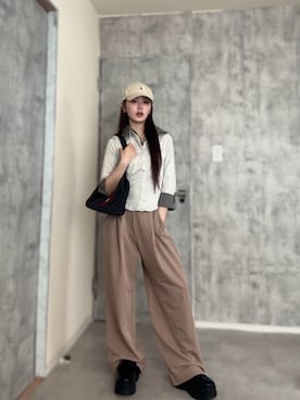 「GRL（グレイル）のアイテム（シューズ）」を使った、胡熊もえさん（レディース・153cm）の春コーディネート