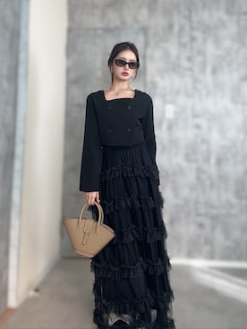 「paris/64のアイテム（バッグ、ベージュ系）」を使った、胡熊もえさん（レディース・153cm）の春コーディネート