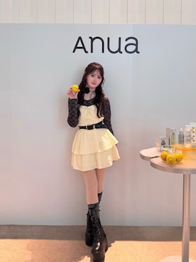 「GRL（グレイル）のアイテム（ブーツ）」を使った、胡熊もえさん（レディース・153cm）の夏コーディネート