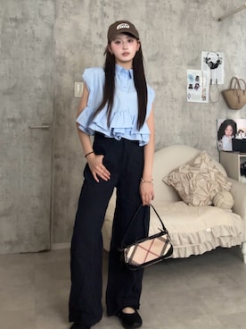 「BURBERRY（バーバリー）のアイテム」を使った、胡熊もえさん（レディース・153cm）の夏コーディネート