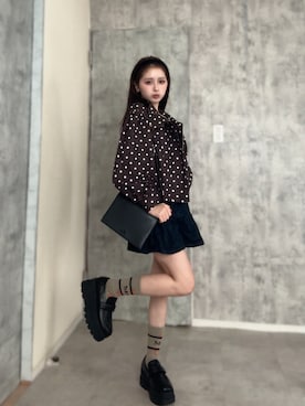 「Mardi Mercredi（マルディメクルディ）のアイテム」を使った、胡熊もえさん（レディース・153cm）の春コーディネート