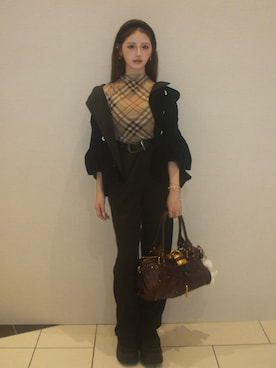 「アイテム（その他アウター）」を使った、胡熊もえさん（レディース・153cm）の秋コーディネート