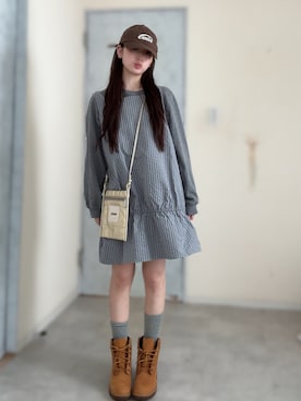 「EMIS（イミス）のアイテム」を使った、胡熊もえさん（レディース・153cm）の冬コーディネート