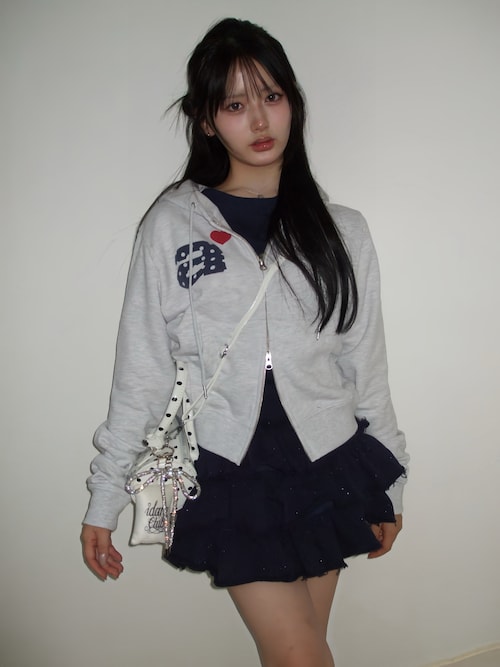 DOT SMALL LETTER CROP HOOD ZIP UP（パーカー）｜aeae