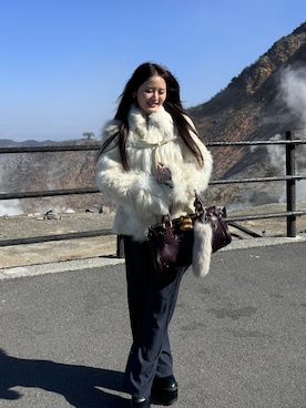 「Chloe（クロエ）のアイテム」を使った、胡熊もえさん（レディース・153cm）の冬コーディネート