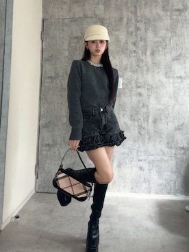 「BURBERRY（バーバリー）のアイテム」を使った、胡熊もえさん（レディース・153cm）の春コーディネート