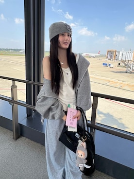 「Miniministore（ミニミニストア）のアイテム（パンツ）」を使った、胡熊もえさん（レディース・153cm）の秋コーディネート